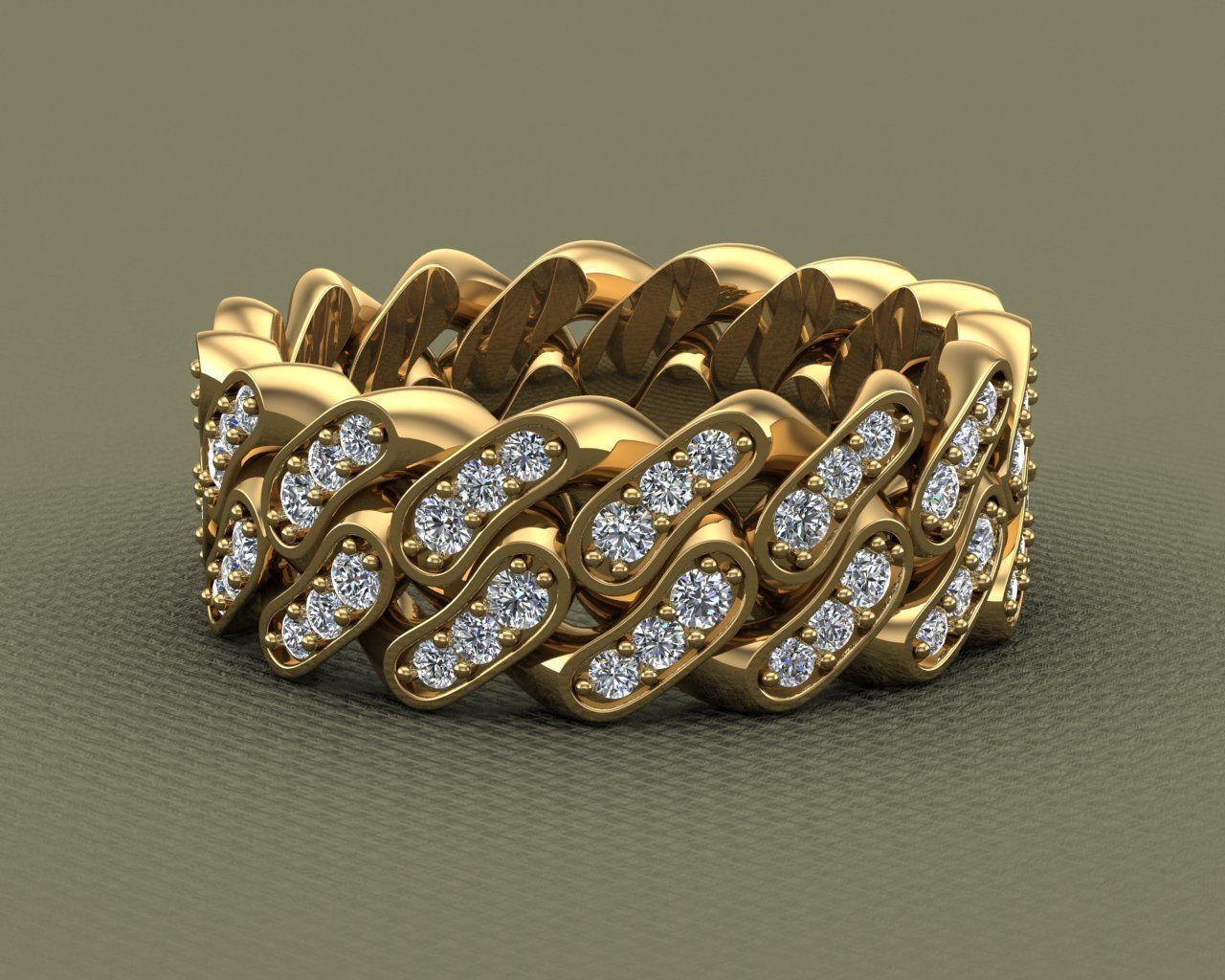Diamond Cuban Ring 8mm size 9US 3D print model_2