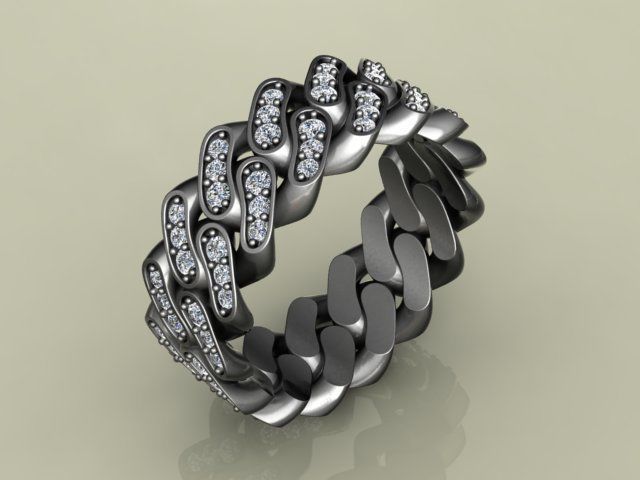 Diamond Cuban Ring 8mm size 9US 3D print model_18