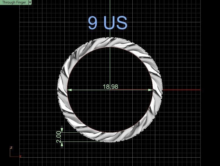 Diamond Cuban Ring 8mm size 9US 3D print model_6
