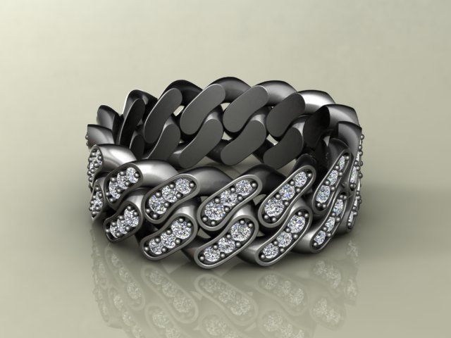 Diamond Cuban Ring 8mm size 9US 3D print model_19