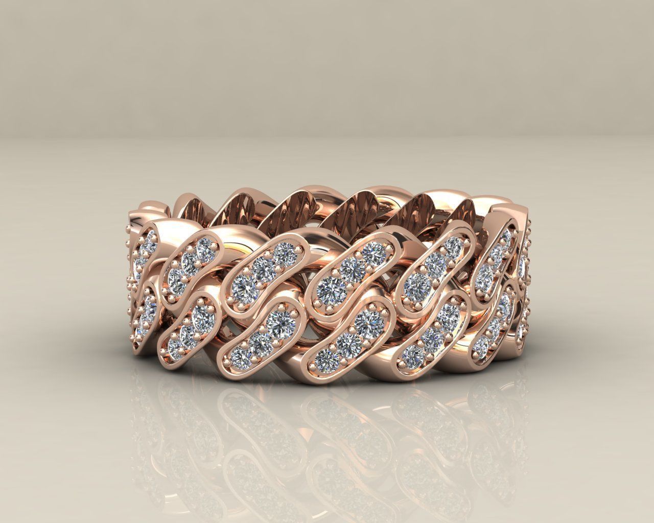 Diamond Cuban Ring 8mm size 9US 3D print model_5