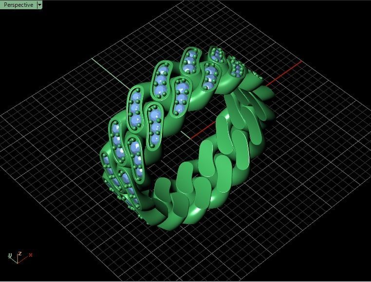 Diamond Cuban Ring 8mm size 9US 3D print model_21