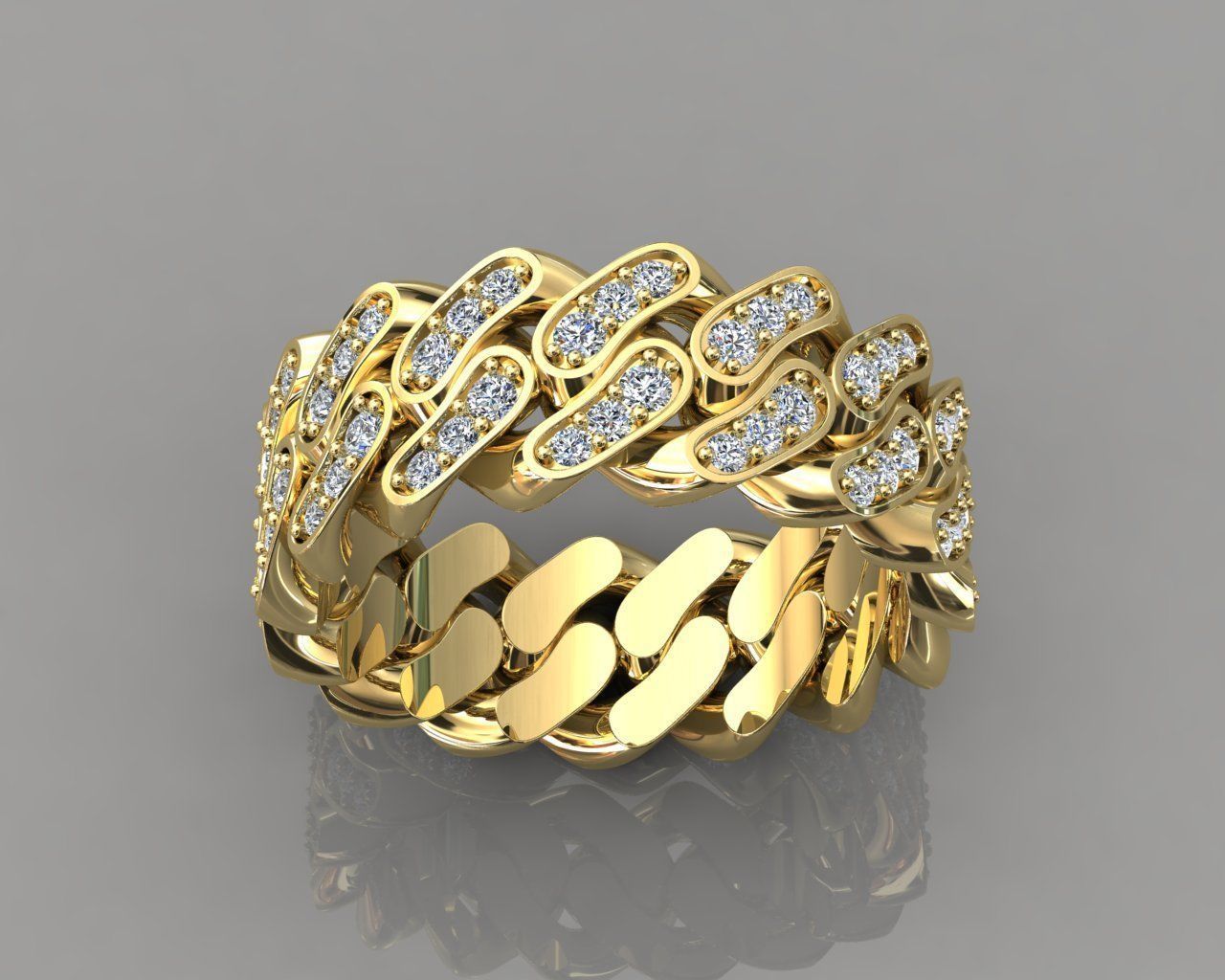 Diamond Cuban Ring 8mm size 9US 3D print model_16