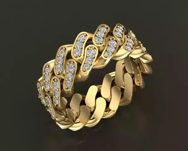 Diamond Cuban Ring 8mm size 9US  3D print model