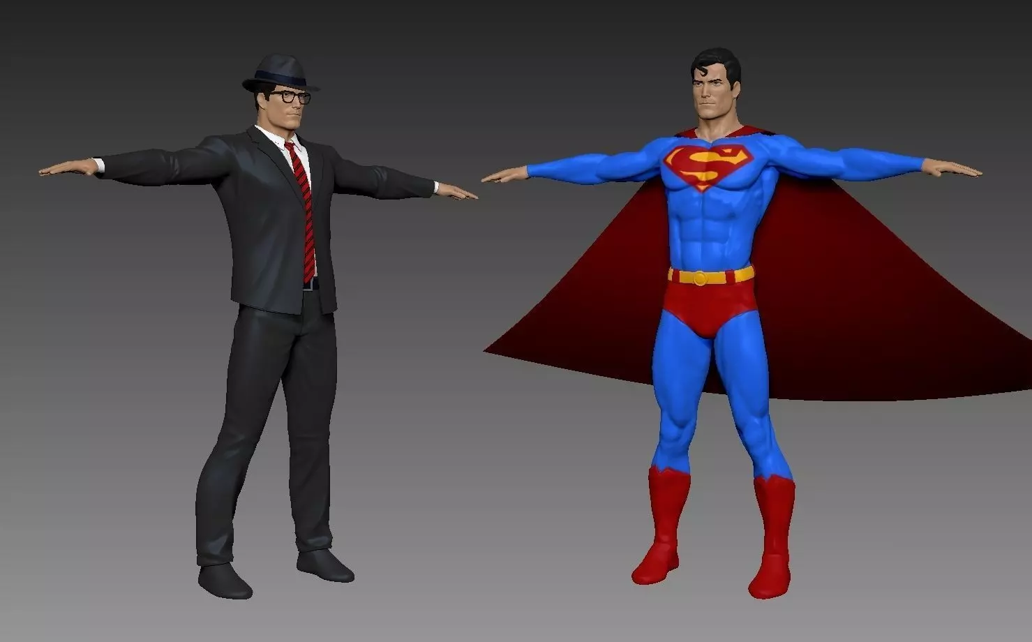 Superman and Clark Kent Game ready rigged Low-poly with textures Low-poly 3D model_0