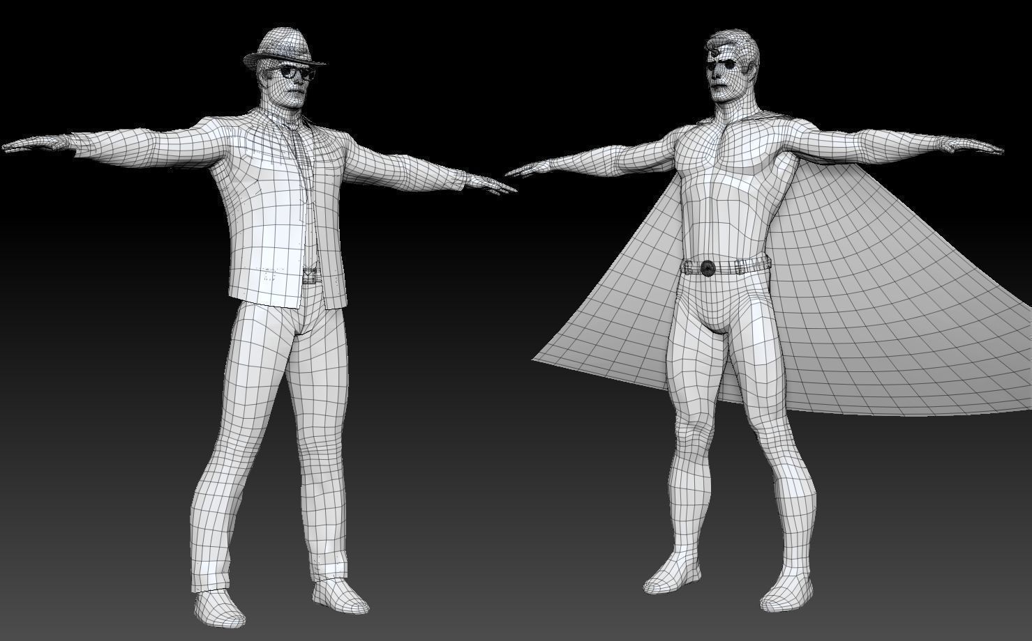 Superman and Clark Kent Game ready rigged Low-poly with textures Low-poly 3D model_2