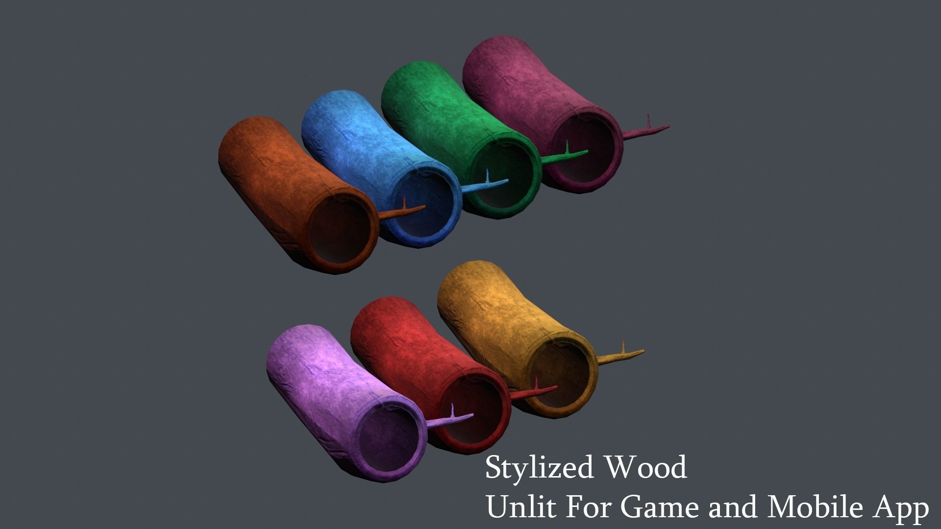 Stylized Cartoon Wood  Color PACK Lowpoly For Game and Mobile Low-poly 3D model_2