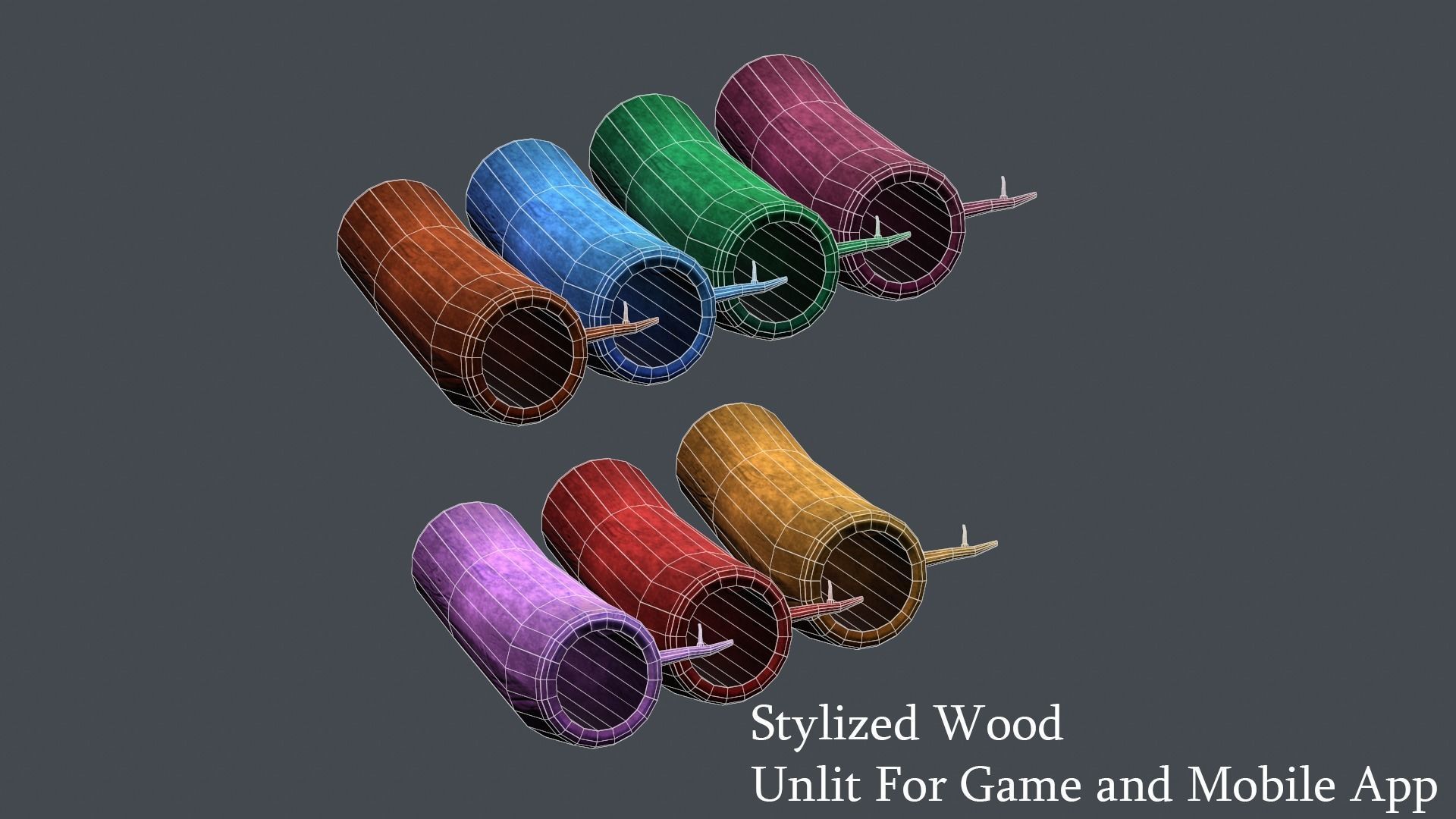 Stylized Cartoon Wood  Color PACK Lowpoly For Game and Mobile Low-poly 3D model_3