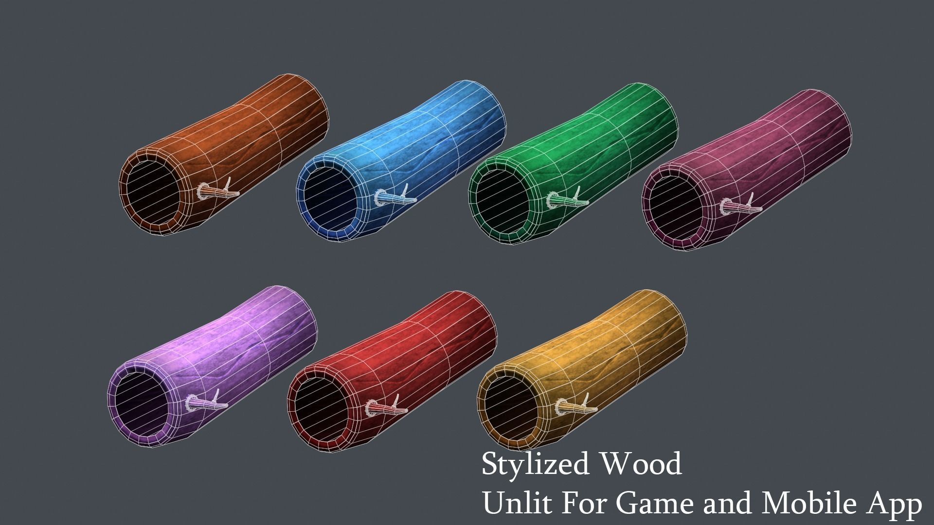 Stylized Cartoon Wood  Color PACK Lowpoly For Game and Mobile Low-poly 3D model_1