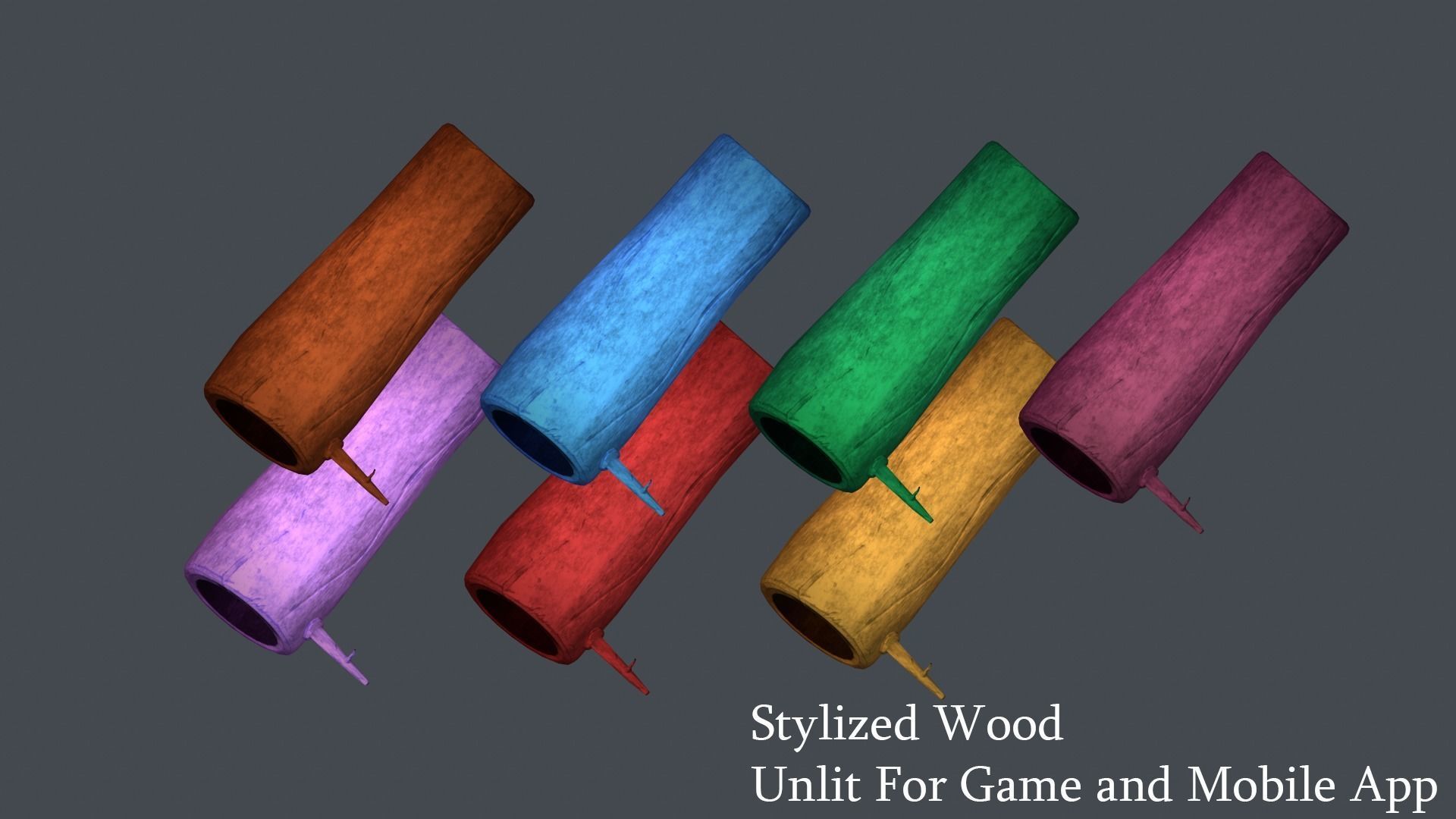 Stylized Cartoon Wood  Color PACK Lowpoly For Game and Mobile Low-poly 3D model_4