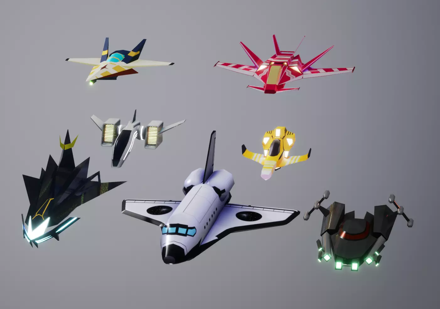 3DP Lowpoly Spaceships Collection Low-poly 3D model_0