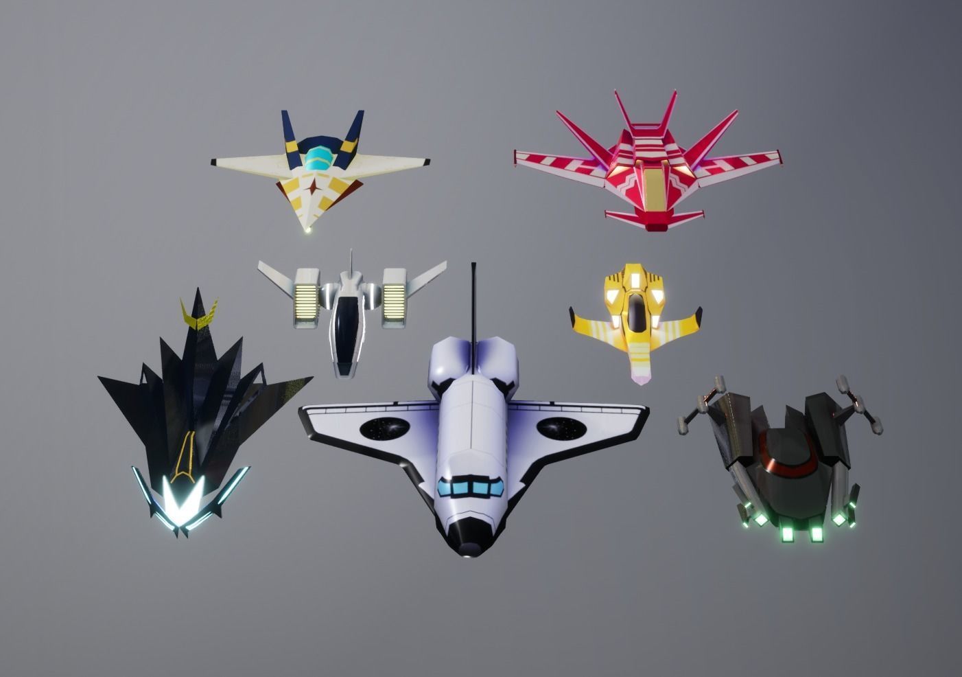 3DP Lowpoly Spaceships Collection Low-poly 3D model_8