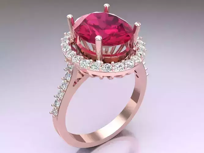 Gemstone rings - Oval stone ring - Diamond rings - N3420