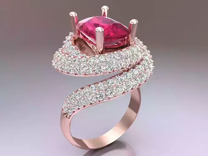 Gemstone rings  - Diamond rings - Spiral ring - N3431