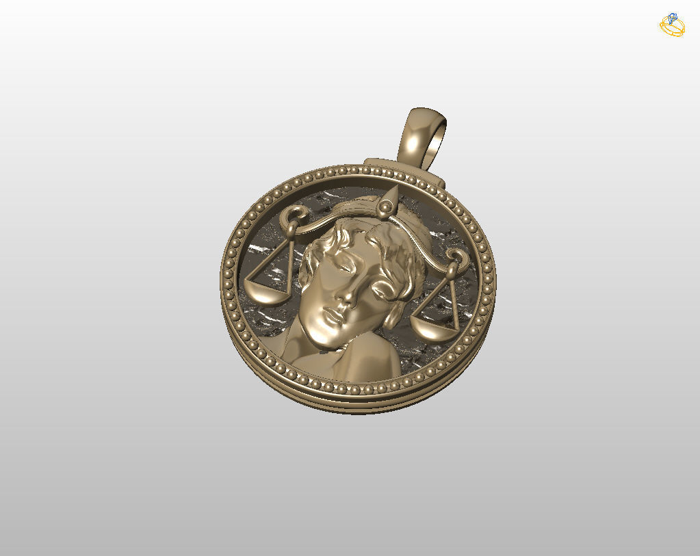 Horoscope Zodiac sign Libra pendant 3D print model_11