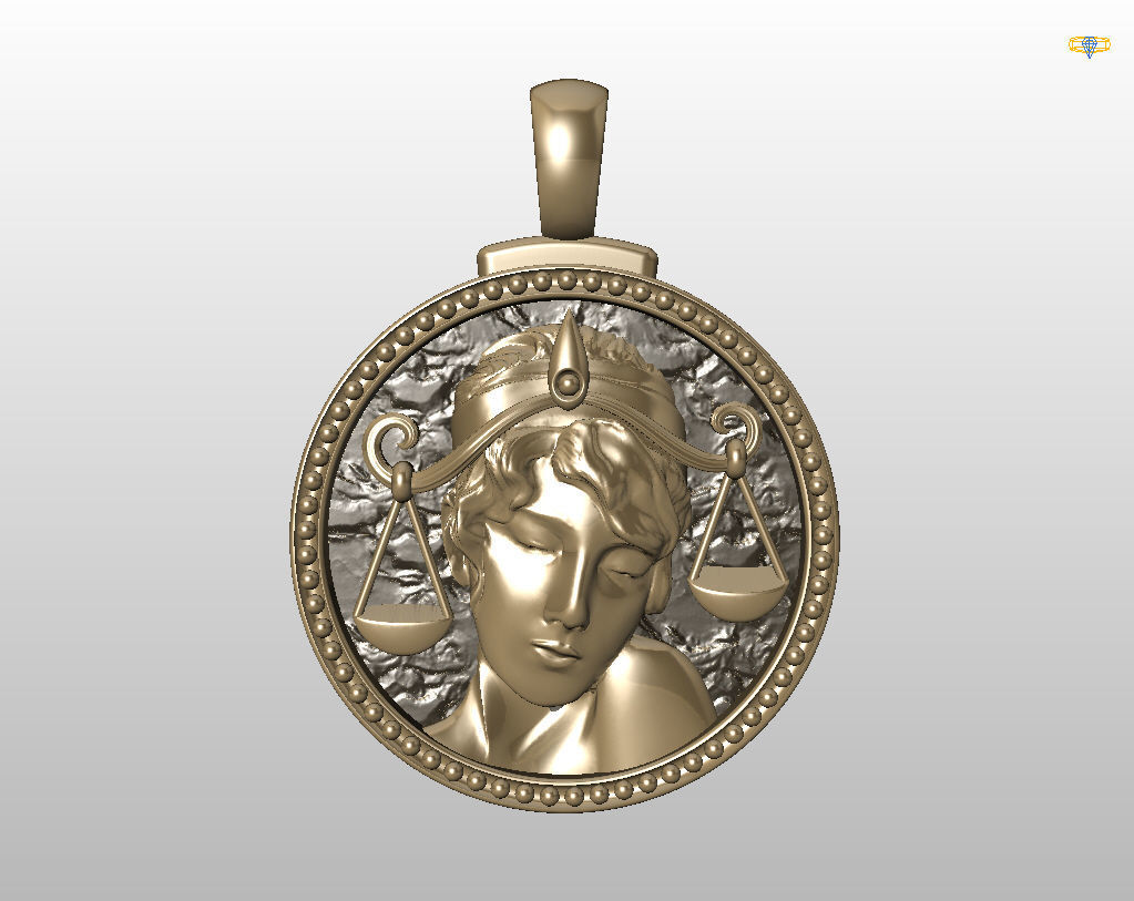 Horoscope Zodiac sign Libra pendant 3D print model_35
