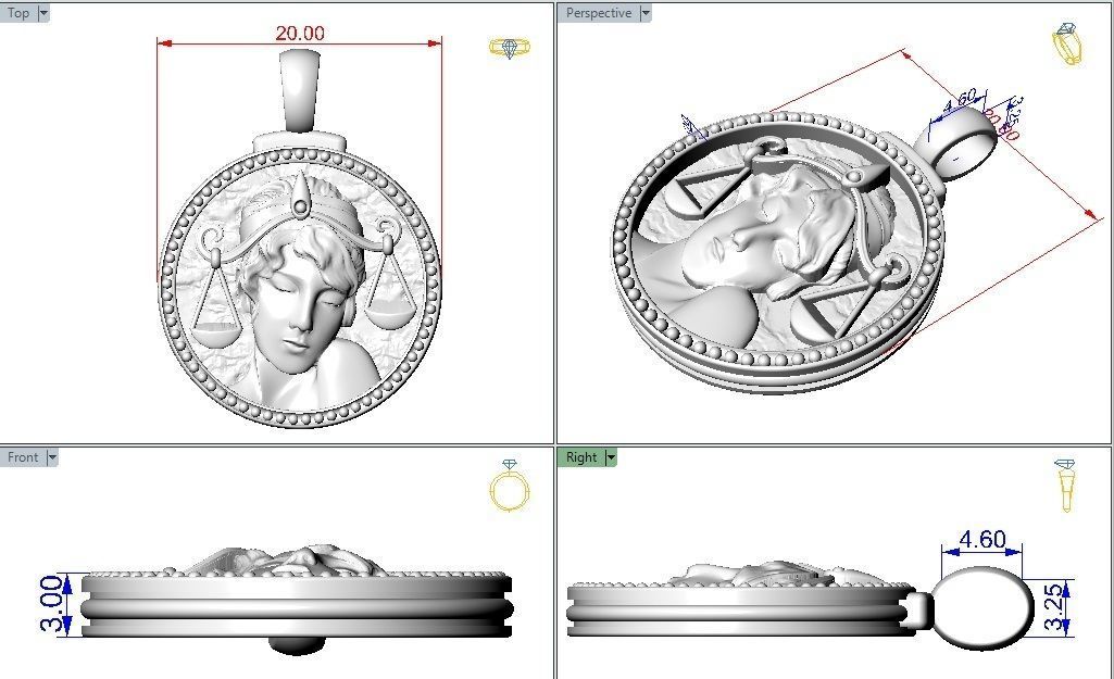Horoscope Zodiac sign Libra pendant 3D print model_2