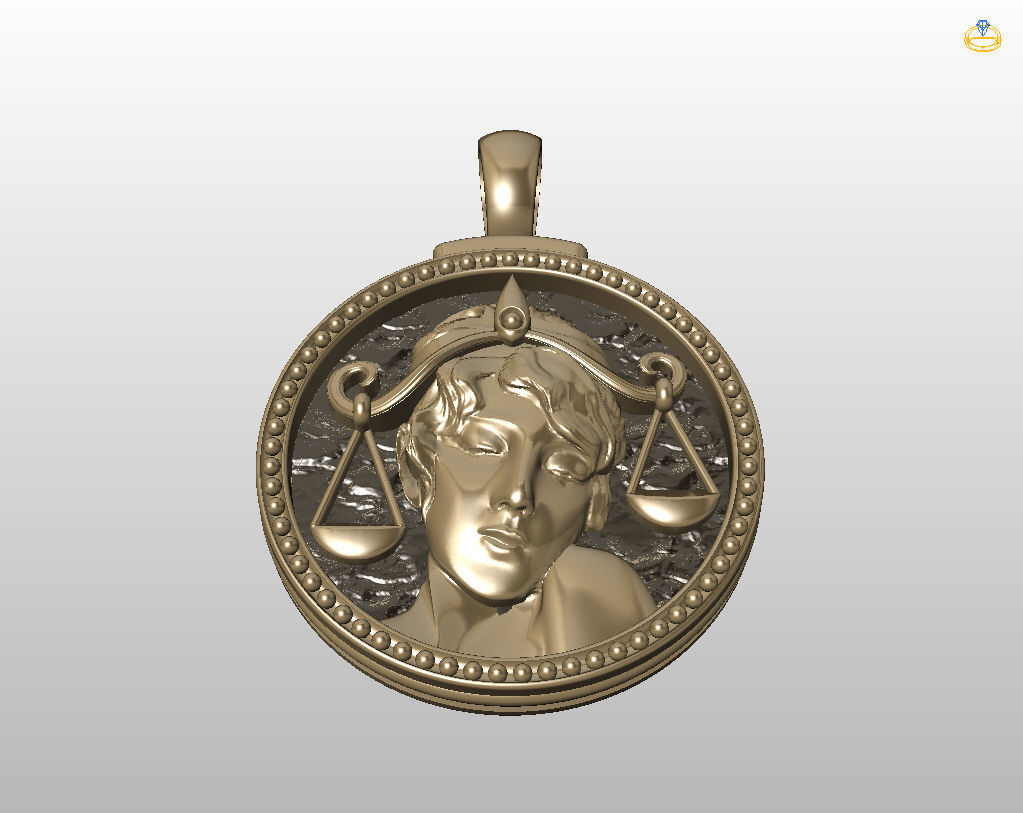 Horoscope Zodiac sign Libra pendant 3D print model_9