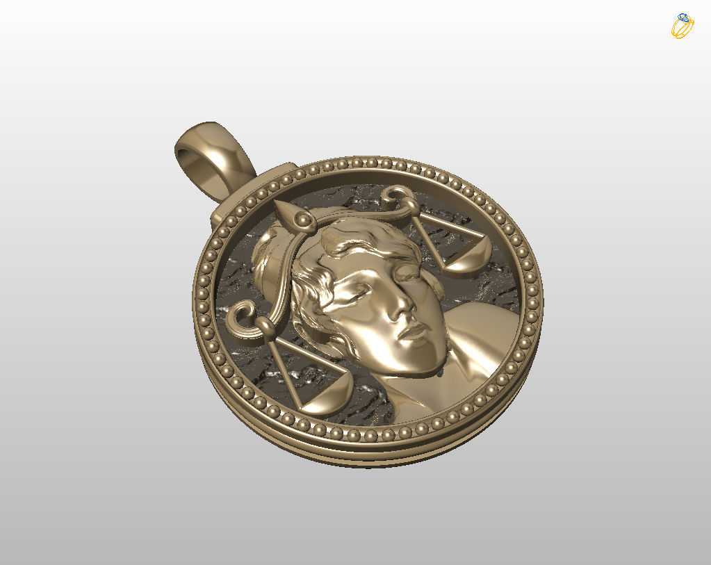 Horoscope Zodiac sign Libra pendant 3D print model_8