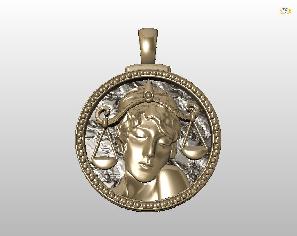 Horoscope Zodiac sign Libra pendant 3D print model_6