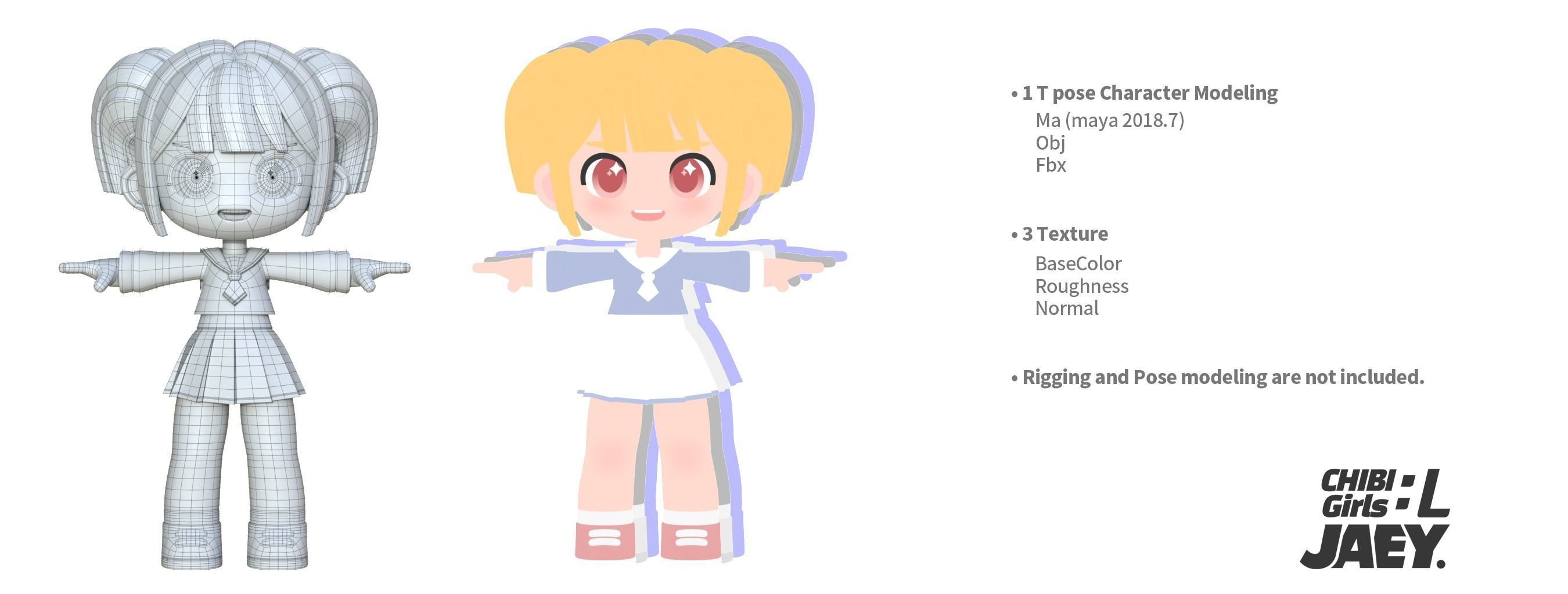 CHIBI Girls - L Low-poly 3D model_4