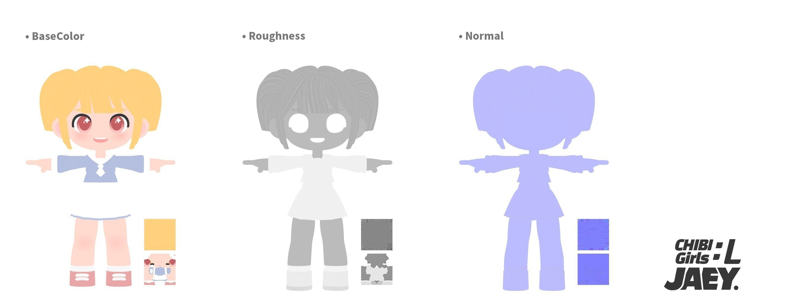 CHIBI Girls - L Low-poly 3D model_6