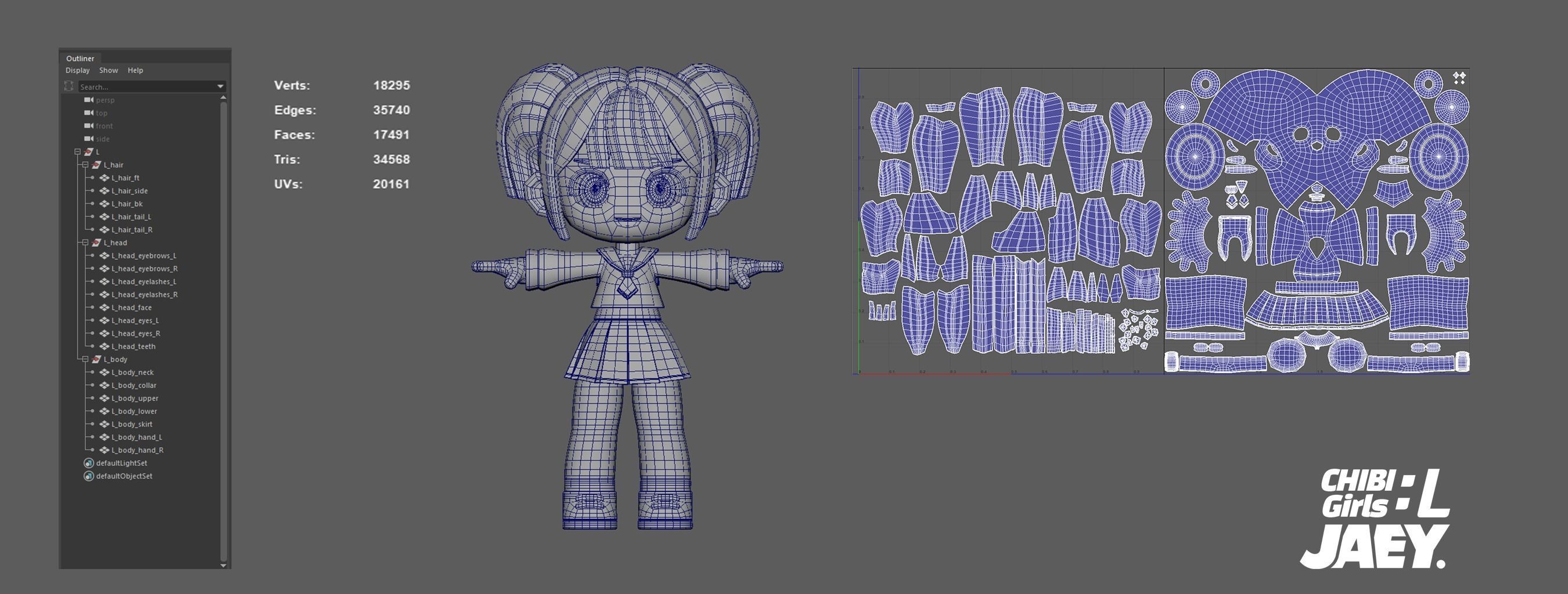 CHIBI Girls - L Low-poly 3D model_5