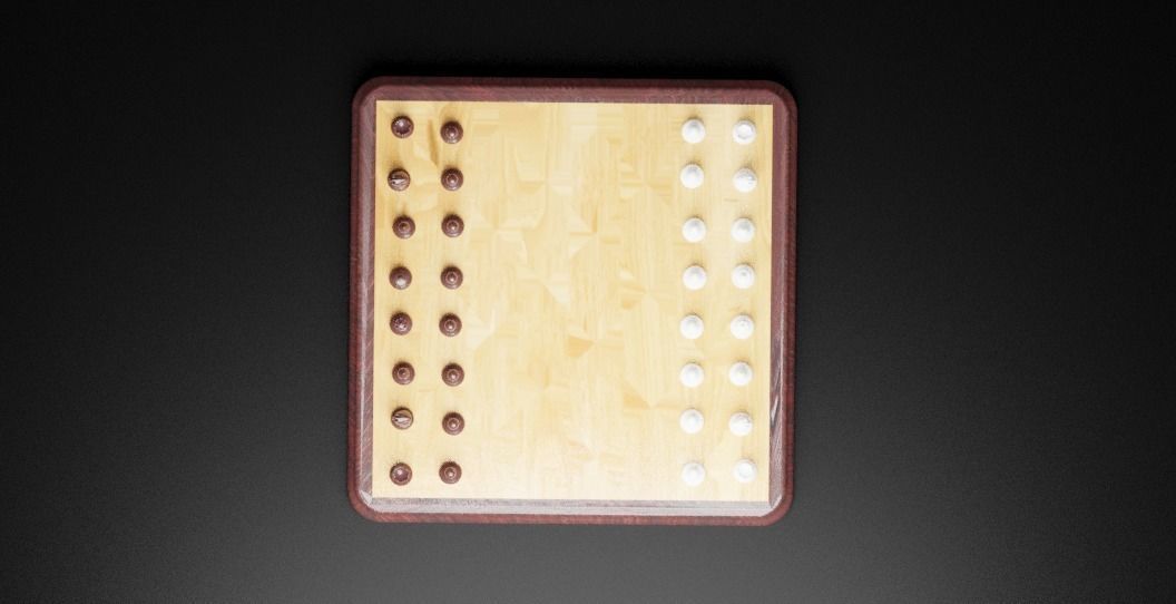 Chess wooden board with pieces 3D print model_2