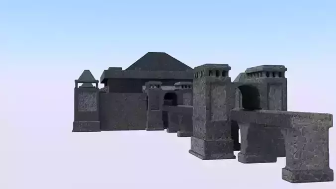 Low Poly Detailed Middle Age Medieval Castle for Strategy Games