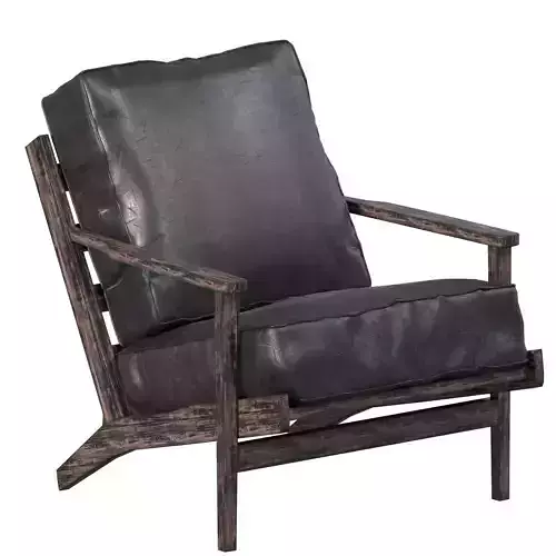 Old Leather arm chair with wooden frame