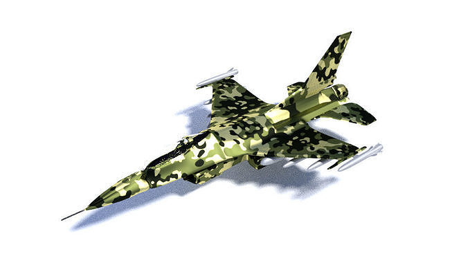 Low Poly F-16 Modern Military War Plane Fighter Jet for War Game Low-poly 3D model