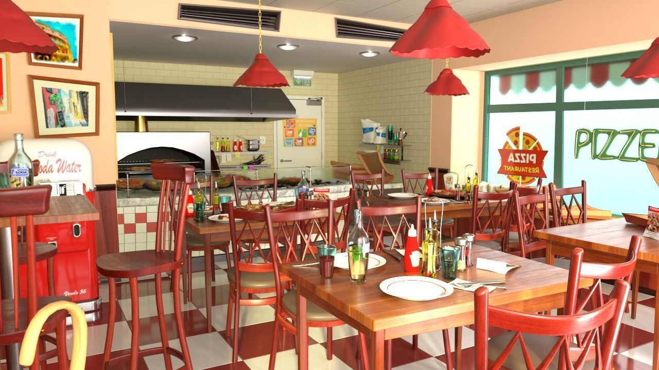 Cartoon Pizzeria 3D model 3D model_2
