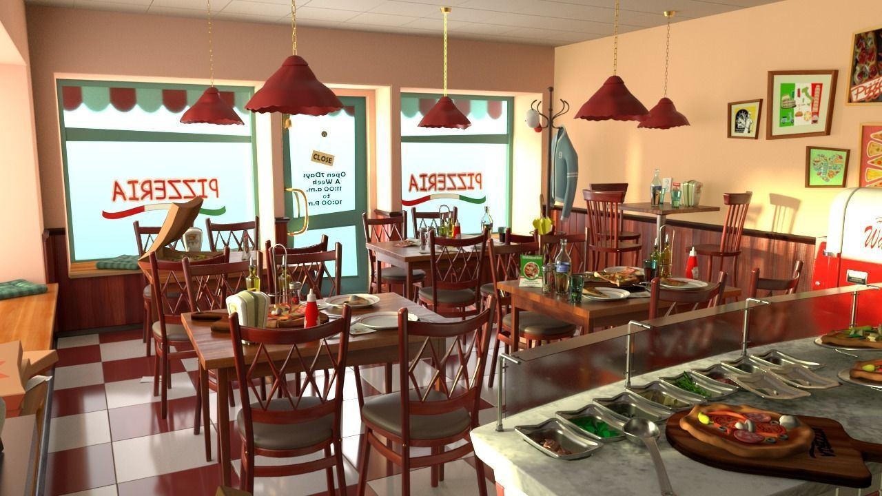 Cartoon Pizzeria 3D model 3D model_5
