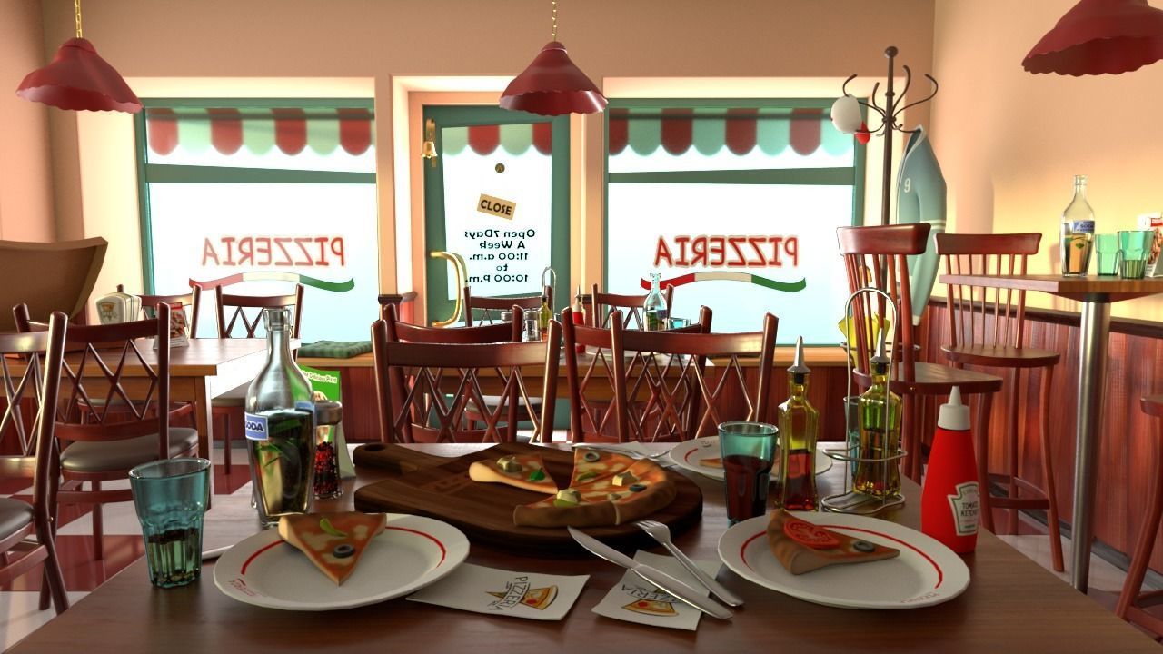 Cartoon Pizzeria 3D model 3D model_6