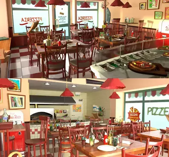 Cartoon Pizzeria 3D model