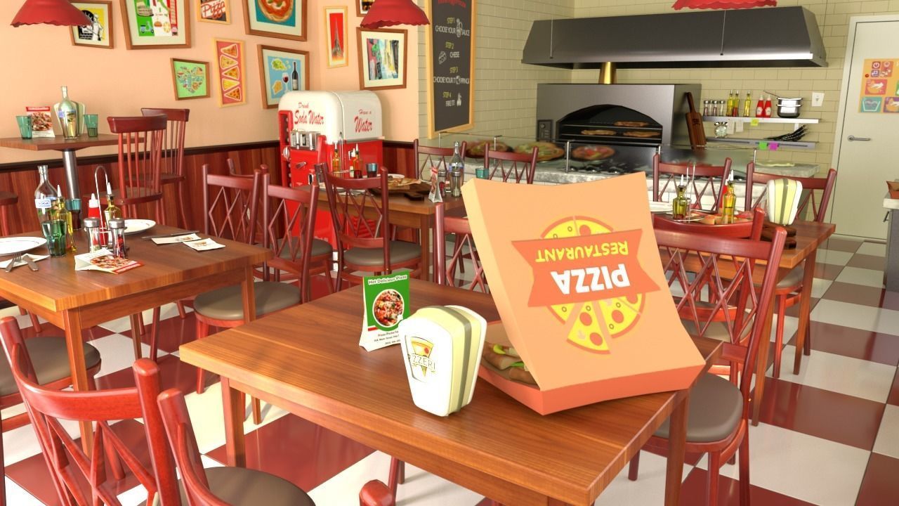 Cartoon Pizzeria 3D model 3D model_1
