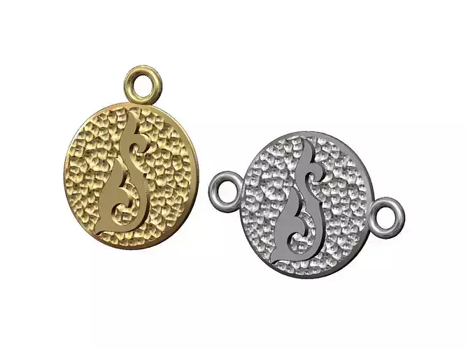 Italian floral scroll pendant and bracelet charm