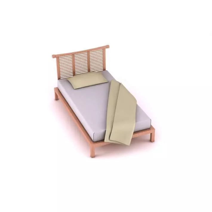 Platform Single Bed 3D model_0