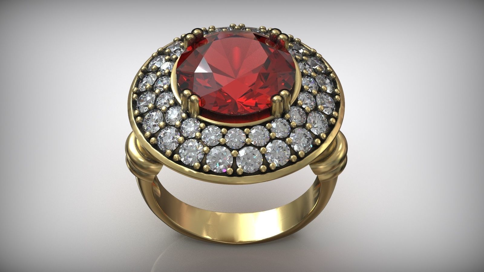 Cocktail Ruby Ring Free 3D print model_4