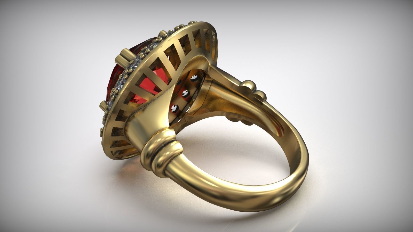 Cocktail Ruby Ring Free 3D print model_2