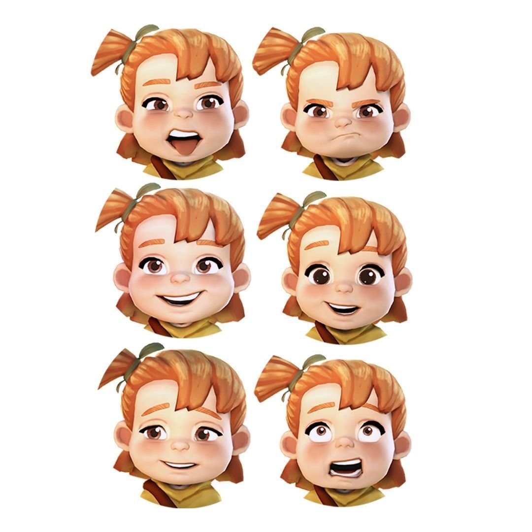 Cartoon Girl Rigged Pompom Low-poly 3D model_2