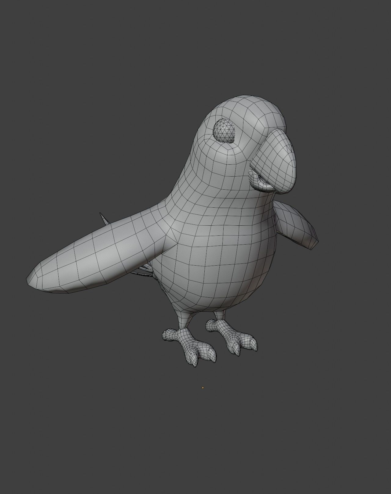 Cartoon Ara Parrot Rigged Base Mesh 3D Model Low-poly 3D model_2