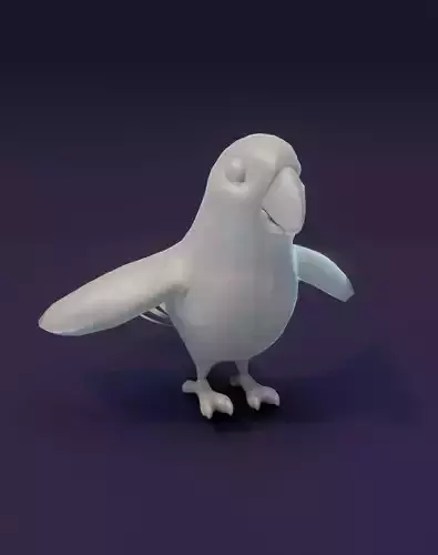 Cartoon Ara Parrot Rigged Base Mesh 3D Model Low-poly 3D model