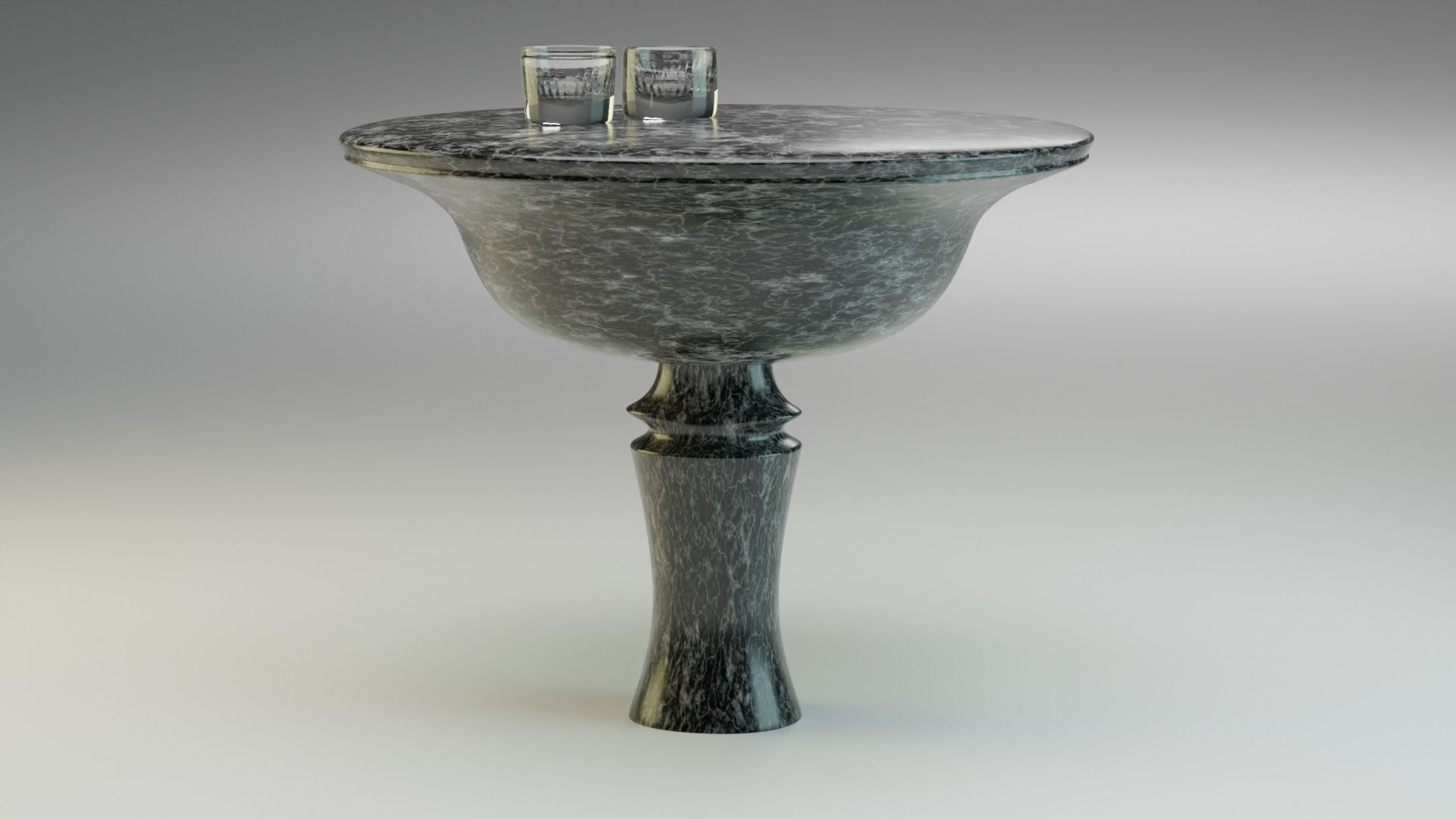 table marble with two glasses 3D model_3