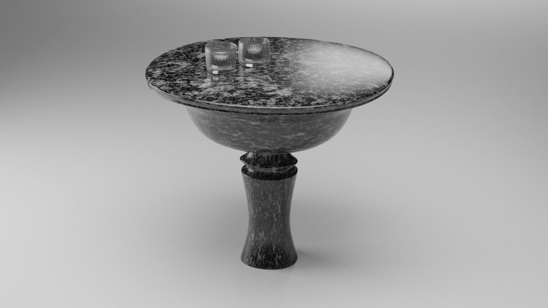 table marble with two glasses 3D model_1