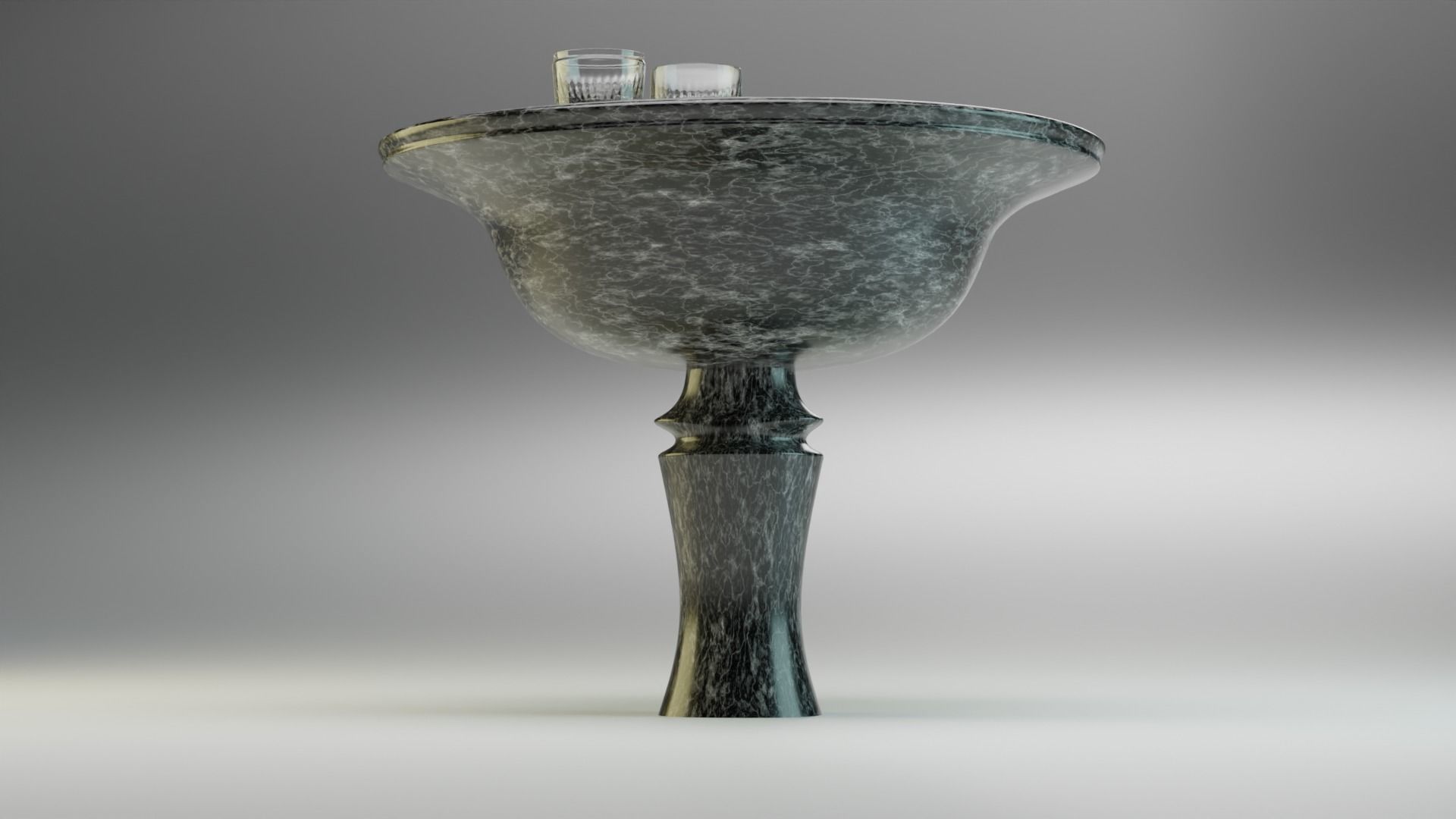 table marble with two glasses 3D model_4