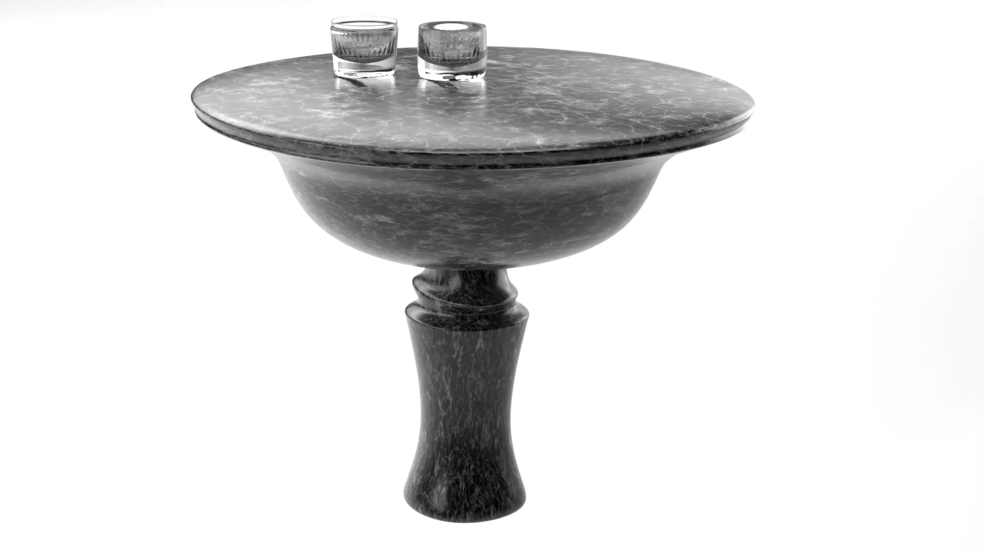table marble with two glasses 3D model_0