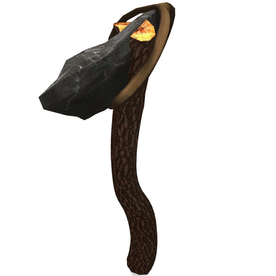 Low Poly Primal Prehistoric Old Stone Axe for Survival Games Low-poly 3D model_4