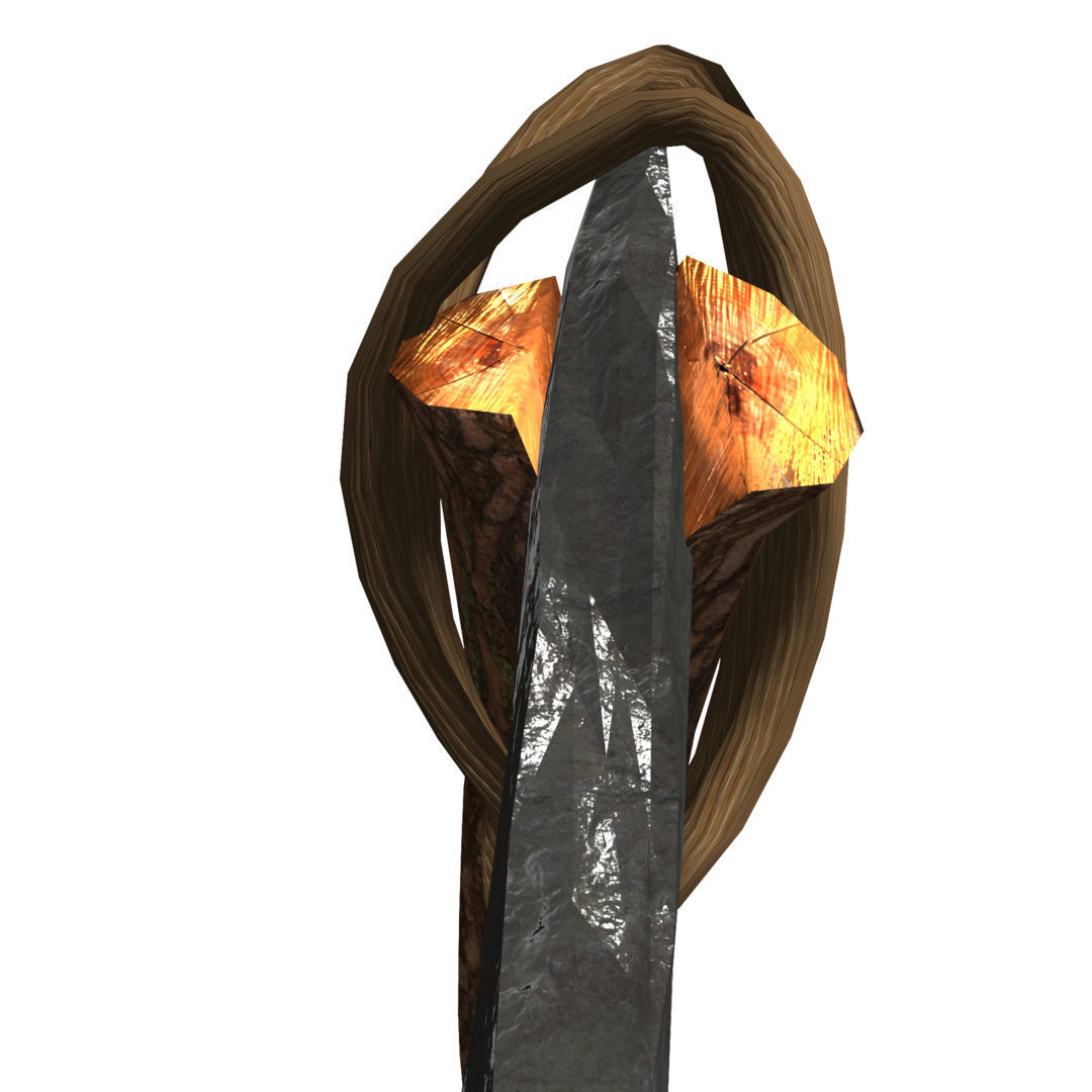 Low Poly Primal Prehistoric Old Stone Axe for Survival Games Low-poly 3D model_19