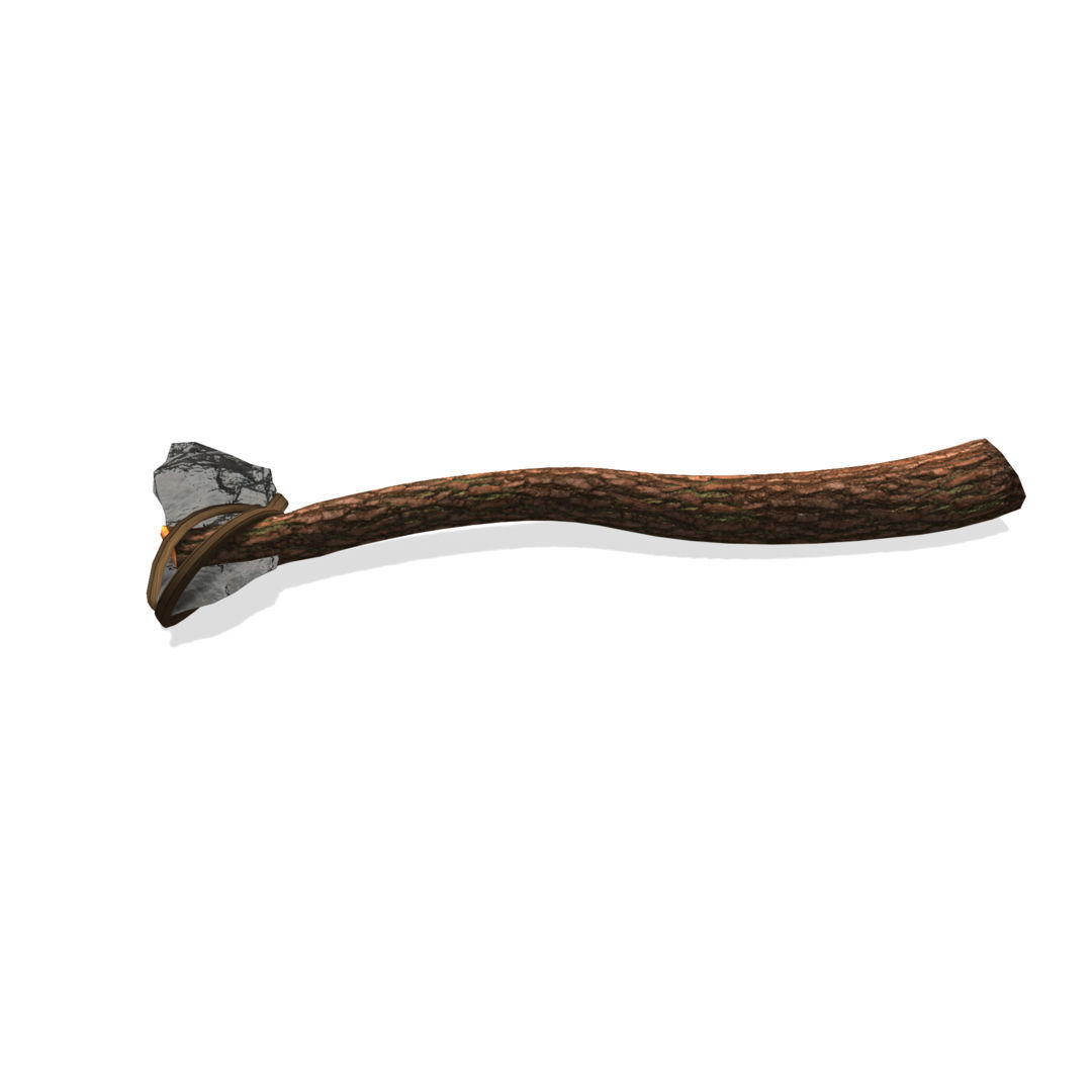 Low Poly Primal Prehistoric Old Stone Axe for Survival Games Low-poly 3D model_8